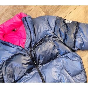 Peloton Women's Puffer Jacket XL Blue Black Pink Lining Full Zip Insulated Winte